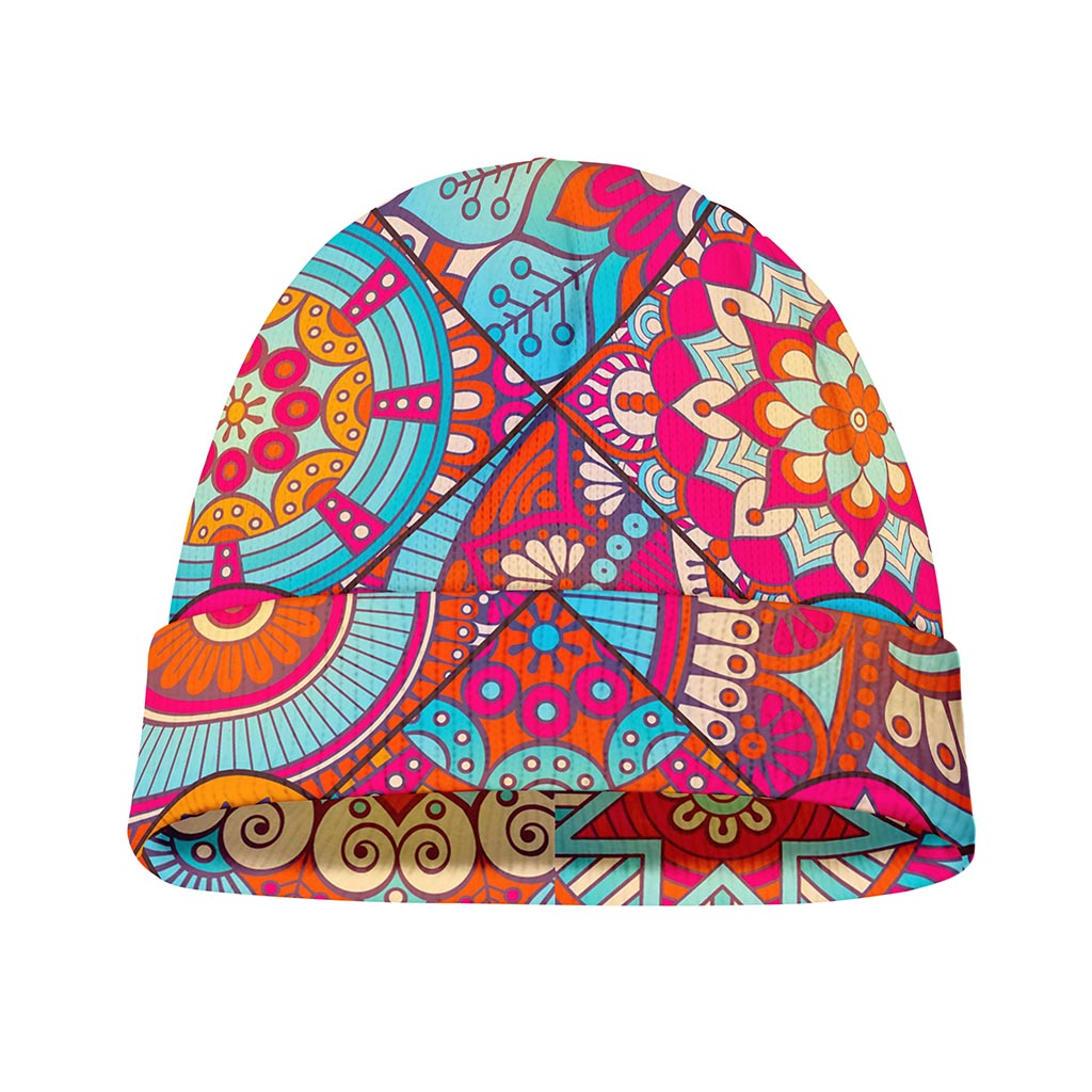 Retro Bohemian Mandala Pattern Print Beanie