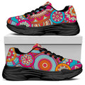 Retro Bohemian Mandala Pattern Print Black Chunky Shoes
