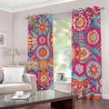 Retro Bohemian Mandala Pattern Print Dimout Grommet Curtains
