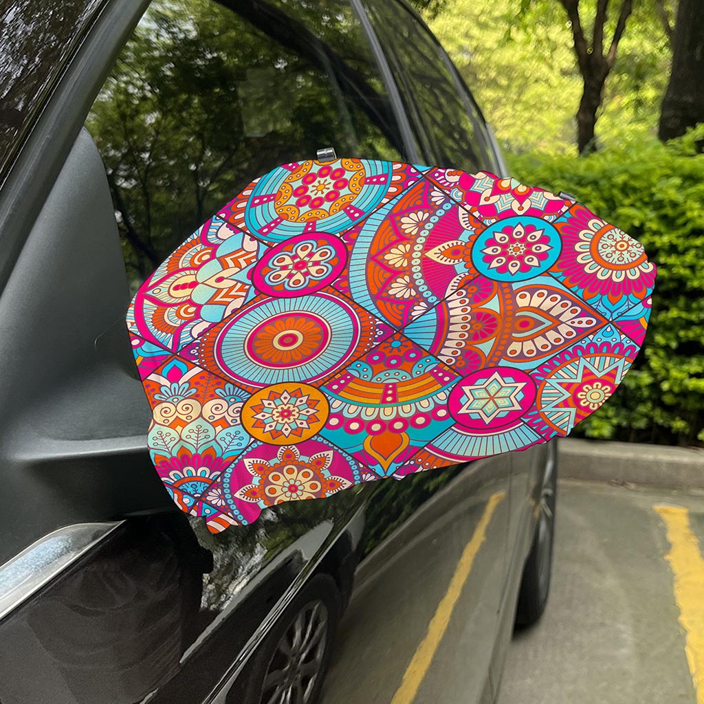 Retro Bohemian Mandala Pattern Print Car Side Mirror Covers