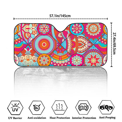 Retro Bohemian Mandala Pattern Print Car Windshield Sun Shade