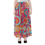Retro Bohemian Mandala Pattern Print Chiffon Maxi Skirt