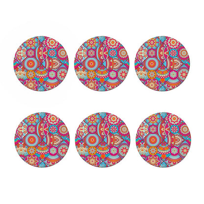 Retro Bohemian Mandala Pattern Print Coaster Set