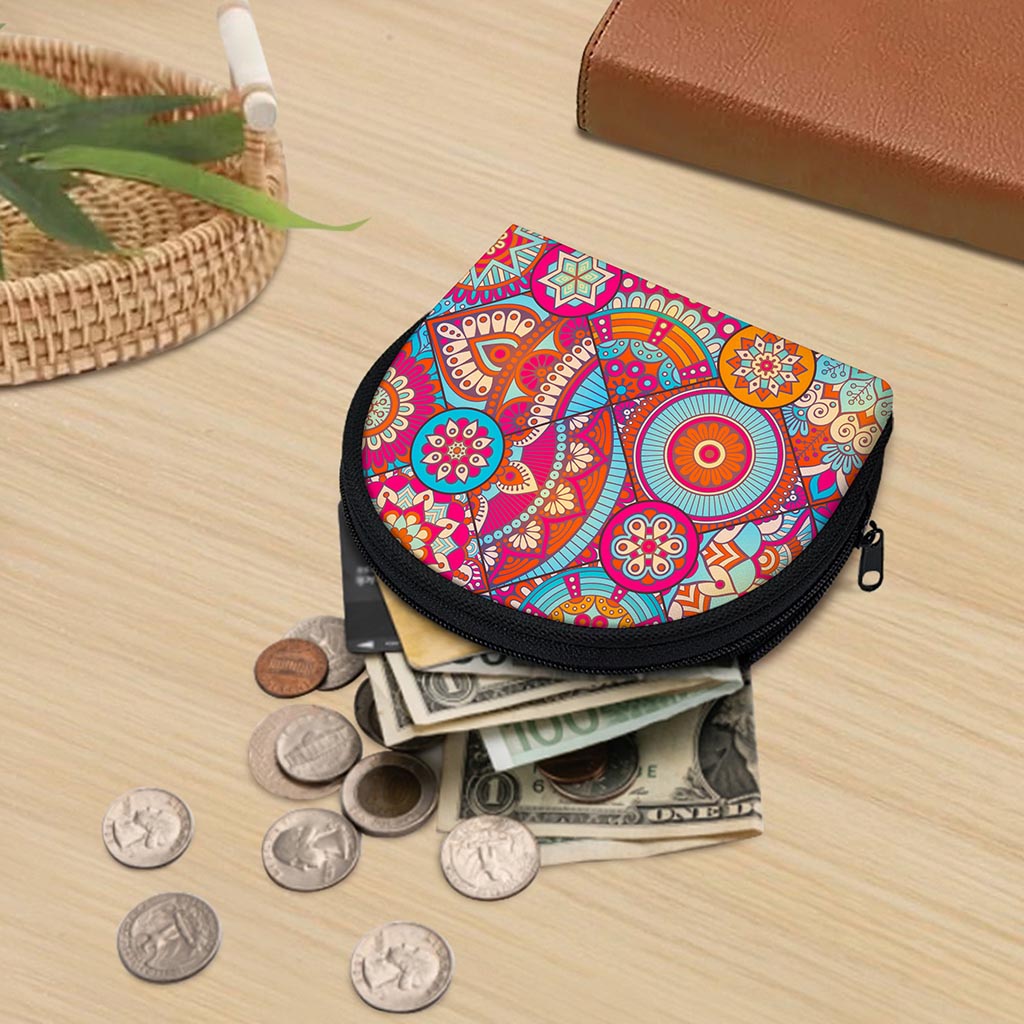 Retro Bohemian Mandala Pattern Print Coin Purse