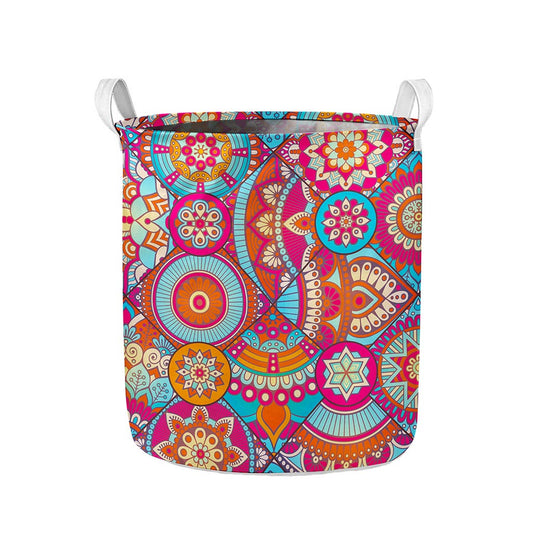 Retro Bohemian Mandala Pattern Print Collapsible Laundry Basket