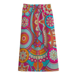 Retro Bohemian Mandala Pattern Print Cotton Front Slit Maxi Skirt