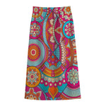 Retro Bohemian Mandala Pattern Print Cotton Front Slit Maxi Skirt