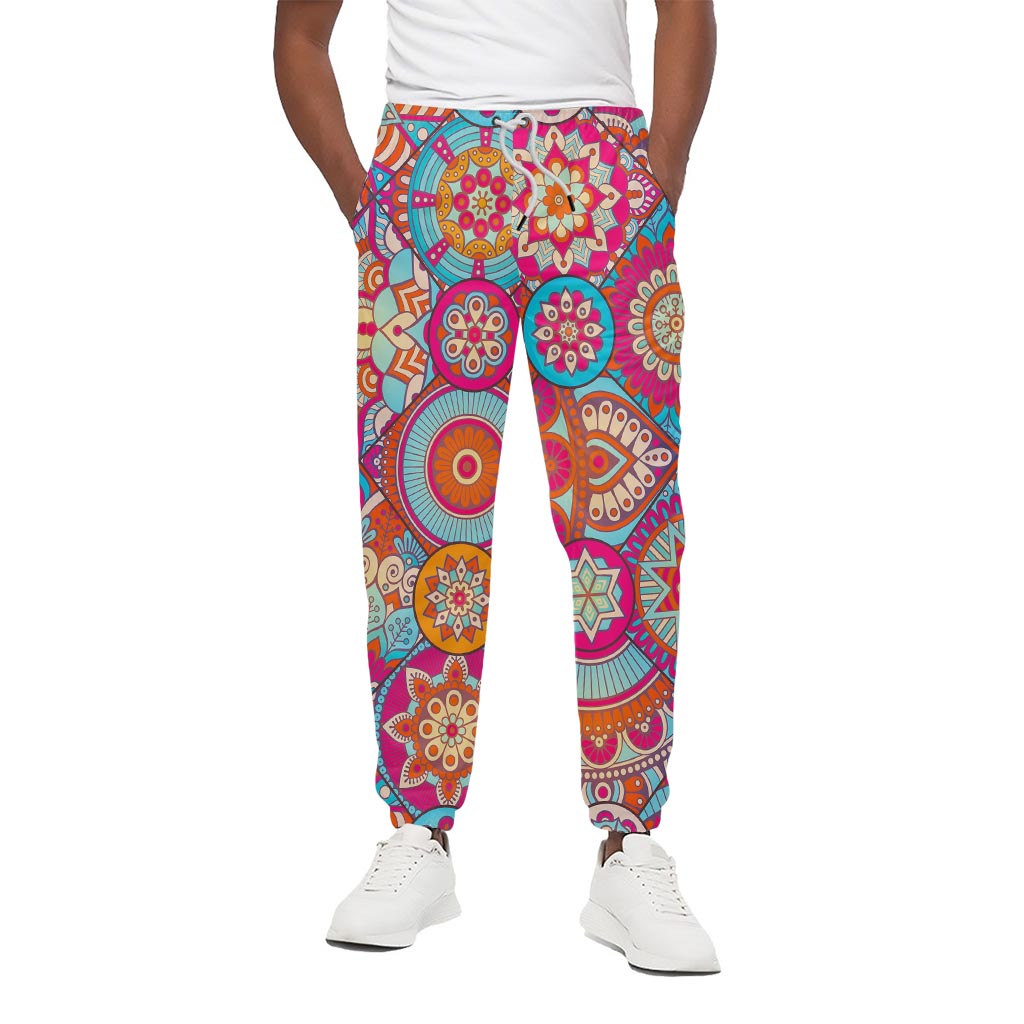 Retro Bohemian Mandala Pattern Print Cotton Pants