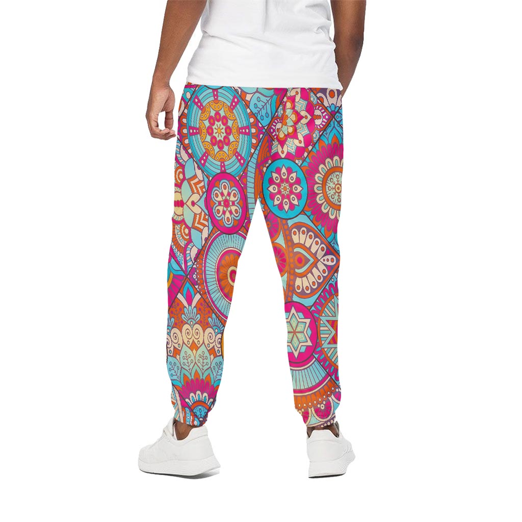 Retro Bohemian Mandala Pattern Print Cotton Pants