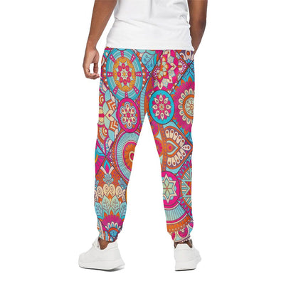 Retro Bohemian Mandala Pattern Print Cotton Pants