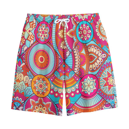 Retro Bohemian Mandala Pattern Print Cotton Shorts