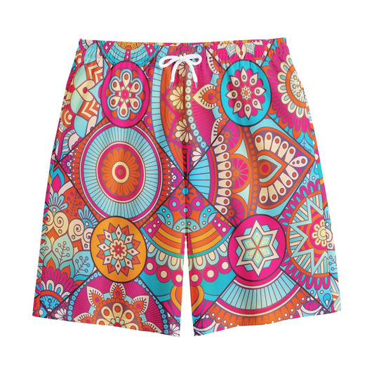 Retro Bohemian Mandala Pattern Print Cotton Shorts