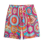 Retro Bohemian Mandala Pattern Print Cotton Shorts