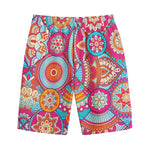 Retro Bohemian Mandala Pattern Print Cotton Shorts