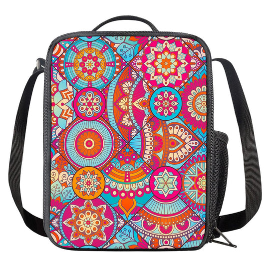 Retro Bohemian Mandala Pattern Print Crossbody Lunch Bag