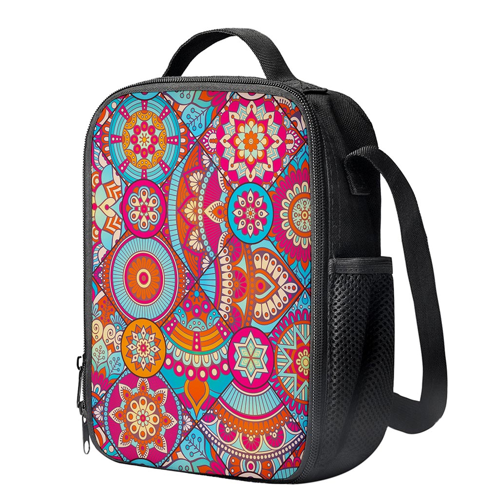 Retro Bohemian Mandala Pattern Print Crossbody Lunch Bag