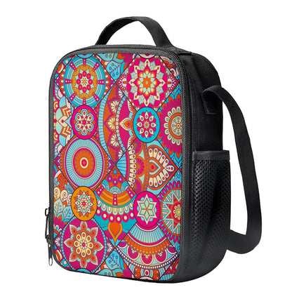 Retro Bohemian Mandala Pattern Print Crossbody Lunch Bag