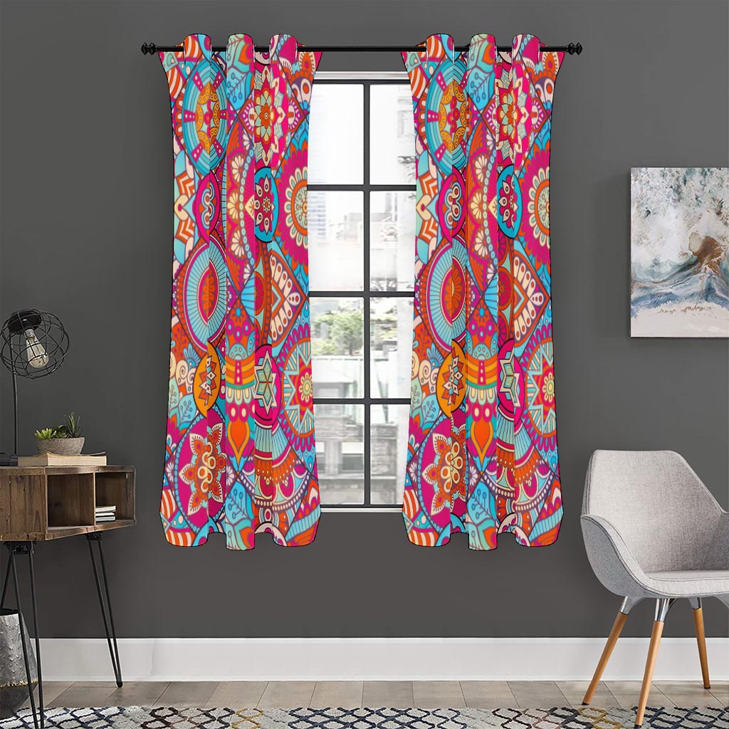 Retro Bohemian Mandala Pattern Print Curtain