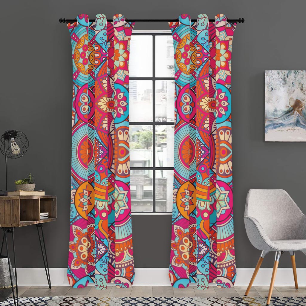 Retro Bohemian Mandala Pattern Print Curtain