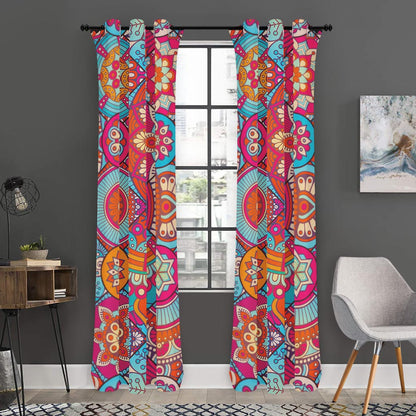 Retro Bohemian Mandala Pattern Print Curtain