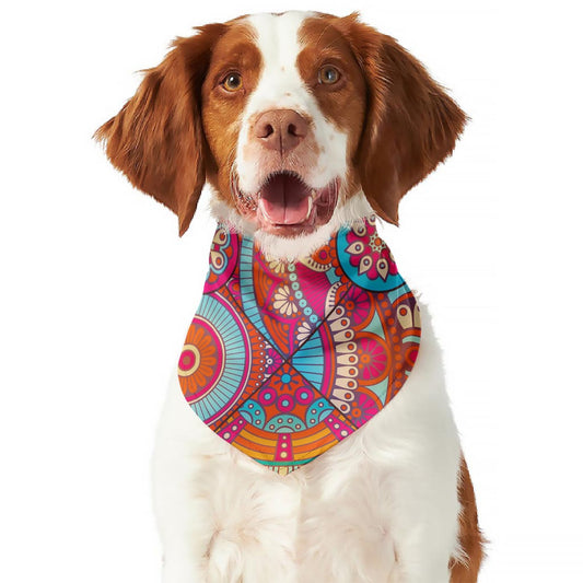 Retro Bohemian Mandala Pattern Print Dog Bandana