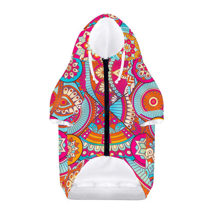 Retro Bohemian Mandala Pattern Print Dog Zip Up Hoodie