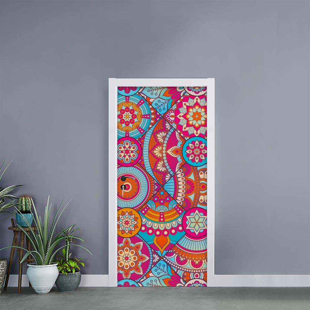 Retro Bohemian Mandala Pattern Print Door Sticker