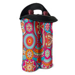 Retro Bohemian Mandala Pattern Print Double Neoprene Wine Tote