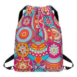 Retro Bohemian Mandala Pattern Print Drawstring Backpack