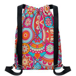 Retro Bohemian Mandala Pattern Print Drawstring Backpack