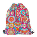 Retro Bohemian Mandala Pattern Print Drawstring Bag