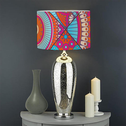 Retro Bohemian Mandala Pattern Print Drum Lamp Shade