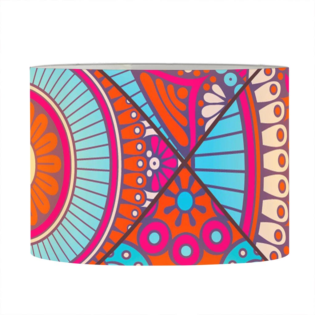 Retro Bohemian Mandala Pattern Print Drum Lamp Shade