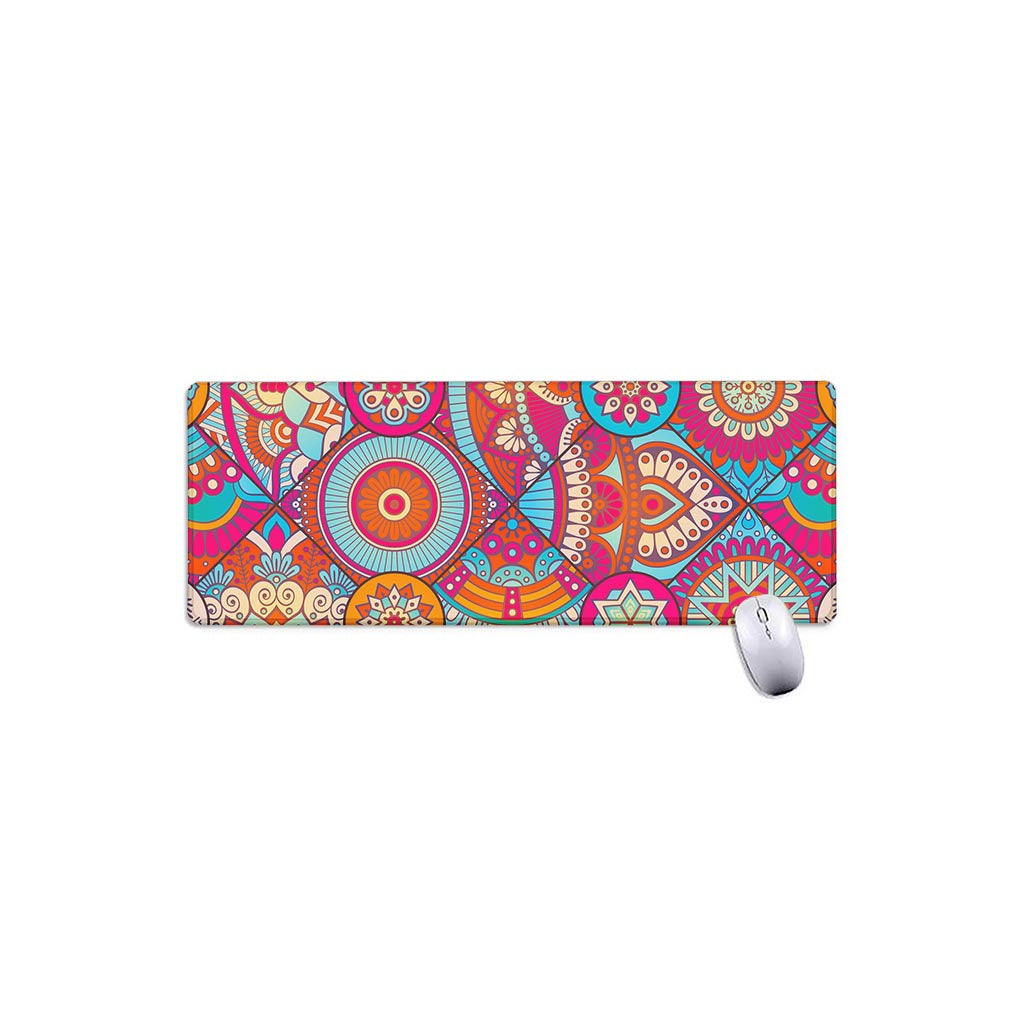 Retro Bohemian Mandala Pattern Print Extended Mouse Pad