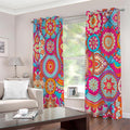 Retro Bohemian Mandala Pattern Print Extra Wide Grommet Curtains
