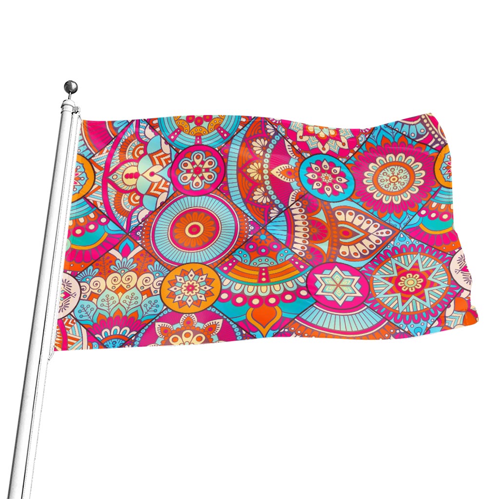 Retro Bohemian Mandala Pattern Print Flag