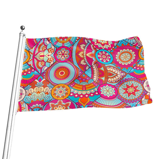 Retro Bohemian Mandala Pattern Print Flag