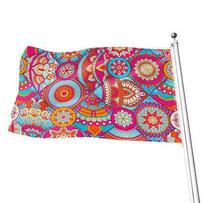 Retro Bohemian Mandala Pattern Print Flag