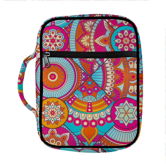 Retro Bohemian Mandala Pattern Print Front Pocket Bible Bag