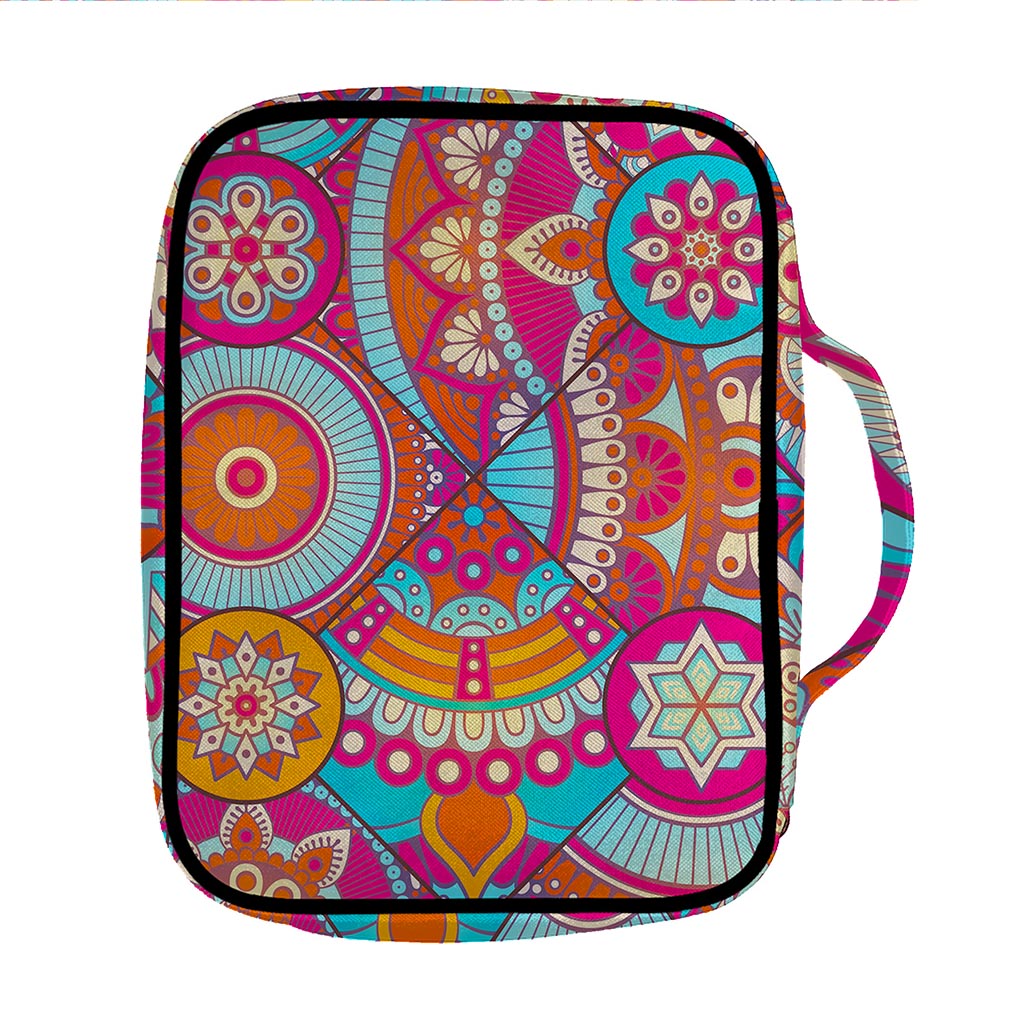 Retro Bohemian Mandala Pattern Print Front Pocket Bible Bag