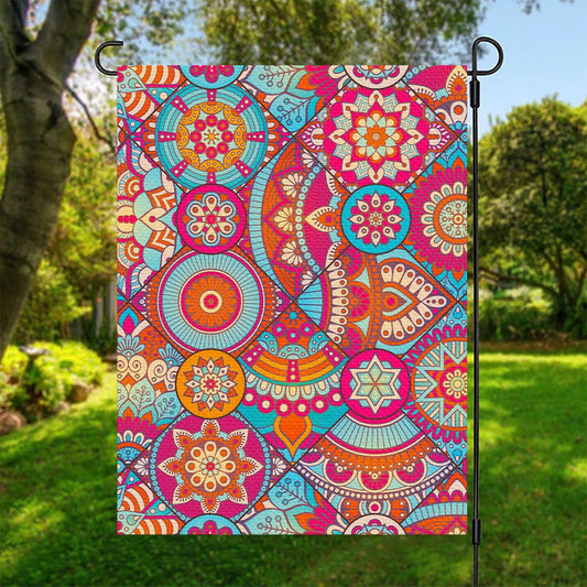 Retro Bohemian Mandala Pattern Print Garden Flag