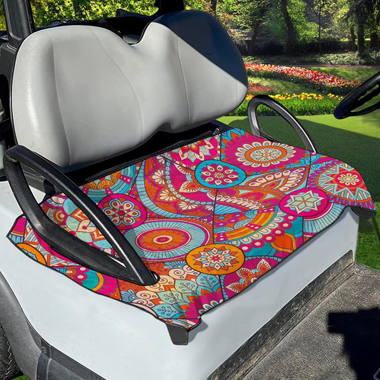 Retro Bohemian Mandala Pattern Print Golf Cart Seat Cover