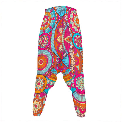Retro Bohemian Mandala Pattern Print Hammer Pants