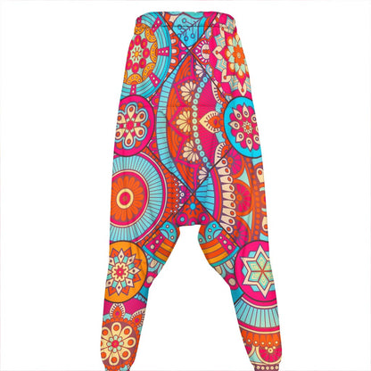 Retro Bohemian Mandala Pattern Print Hammer Pants