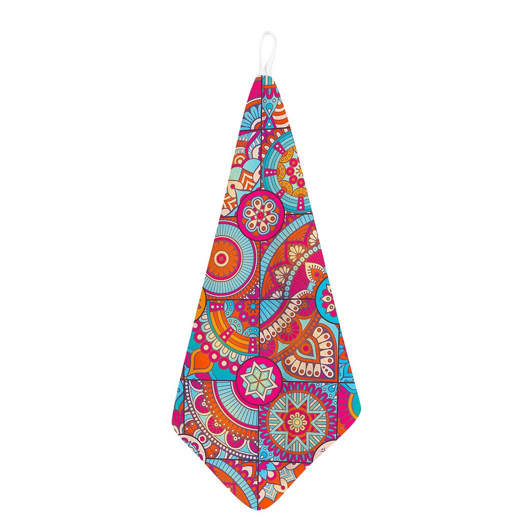 Retro Bohemian Mandala Pattern Print Hand Towel