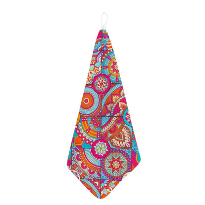 Retro Bohemian Mandala Pattern Print Hand Towel
