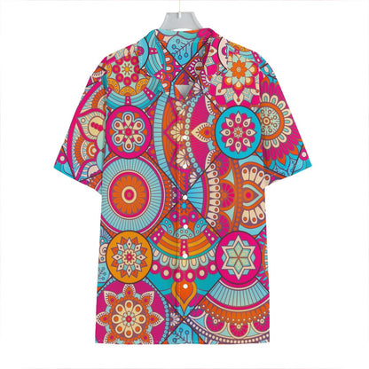 Retro Bohemian Mandala Pattern Print Hawaiian Shirt