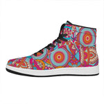 Retro Bohemian Mandala Pattern Print High Top Leather Sneakers