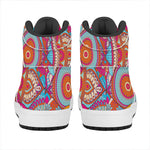Retro Bohemian Mandala Pattern Print High Top Leather Sneakers
