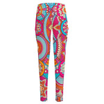Retro Bohemian Mandala Pattern Print High-Waisted Pocket Leggings